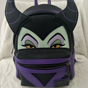 Loungefly Maleficent Mini Backpack - Black and Purple